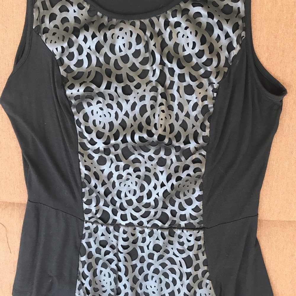 INC black tank top with front leather design L